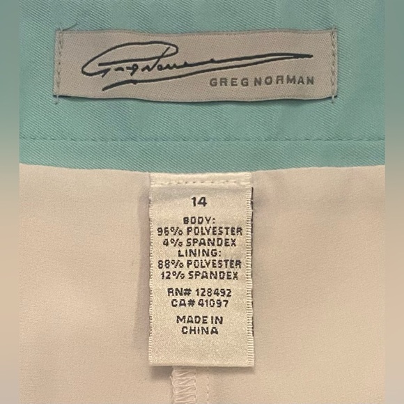 Greg Norman Collection Golf Skort Size 14 White/Teal/Green Side Zip Back Pocket - Picture 2 of 7